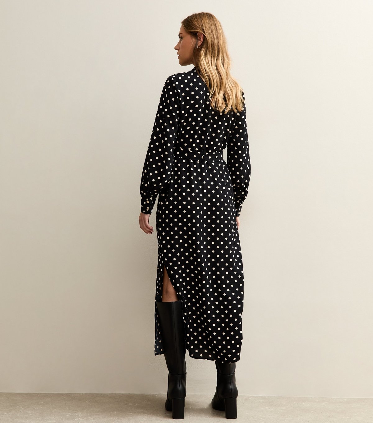 New Look Women's Black Polka Dot Buckle Shirt Midi Dress New Look - 4