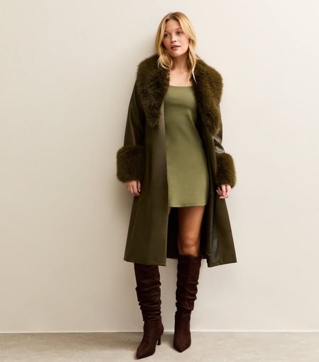 New Look Women's Khaki Skater Cami Mini Dress New Look - 3