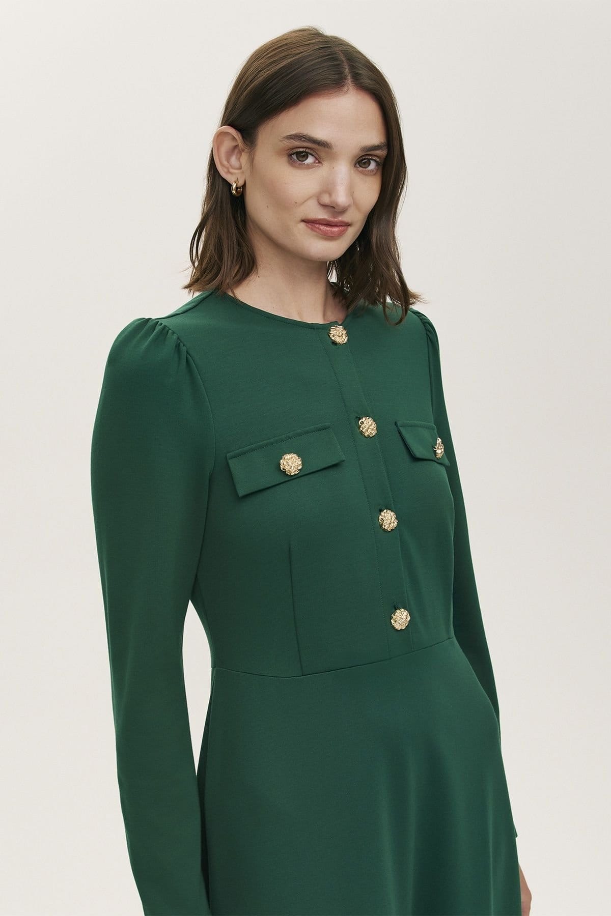 Finery London Finery London Women's Petite Gilly Ponte Jersey Midi Dress in Bottle Green - 4