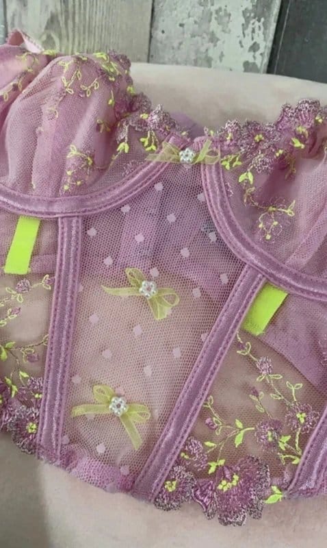 ASOS Lilac Multi-Colour Floral Lace Corset Top