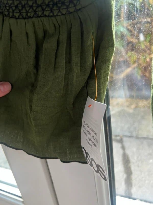 ASOS Never worn ASOS design square neck contrast stitching smock top in green