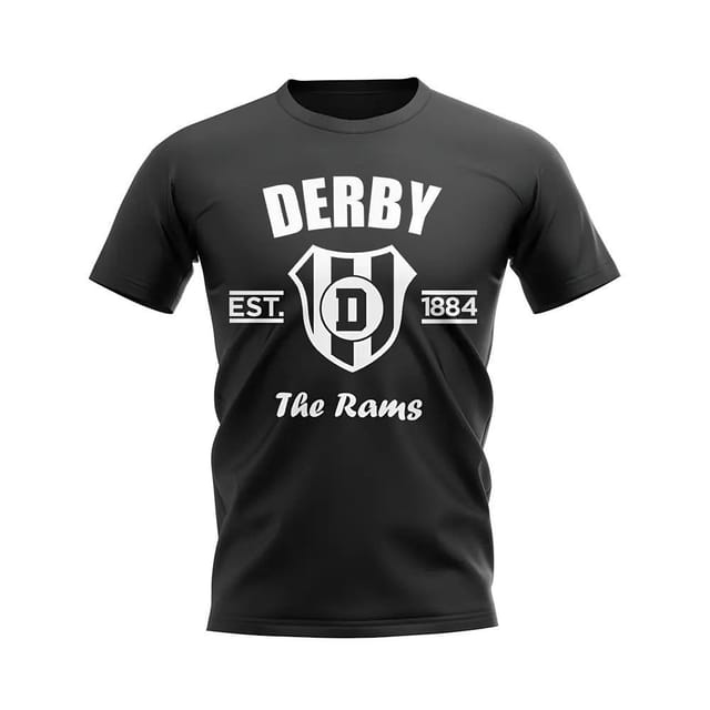 Derby County Derby County Men's Mens Established Football T-Shirt in Black - 2