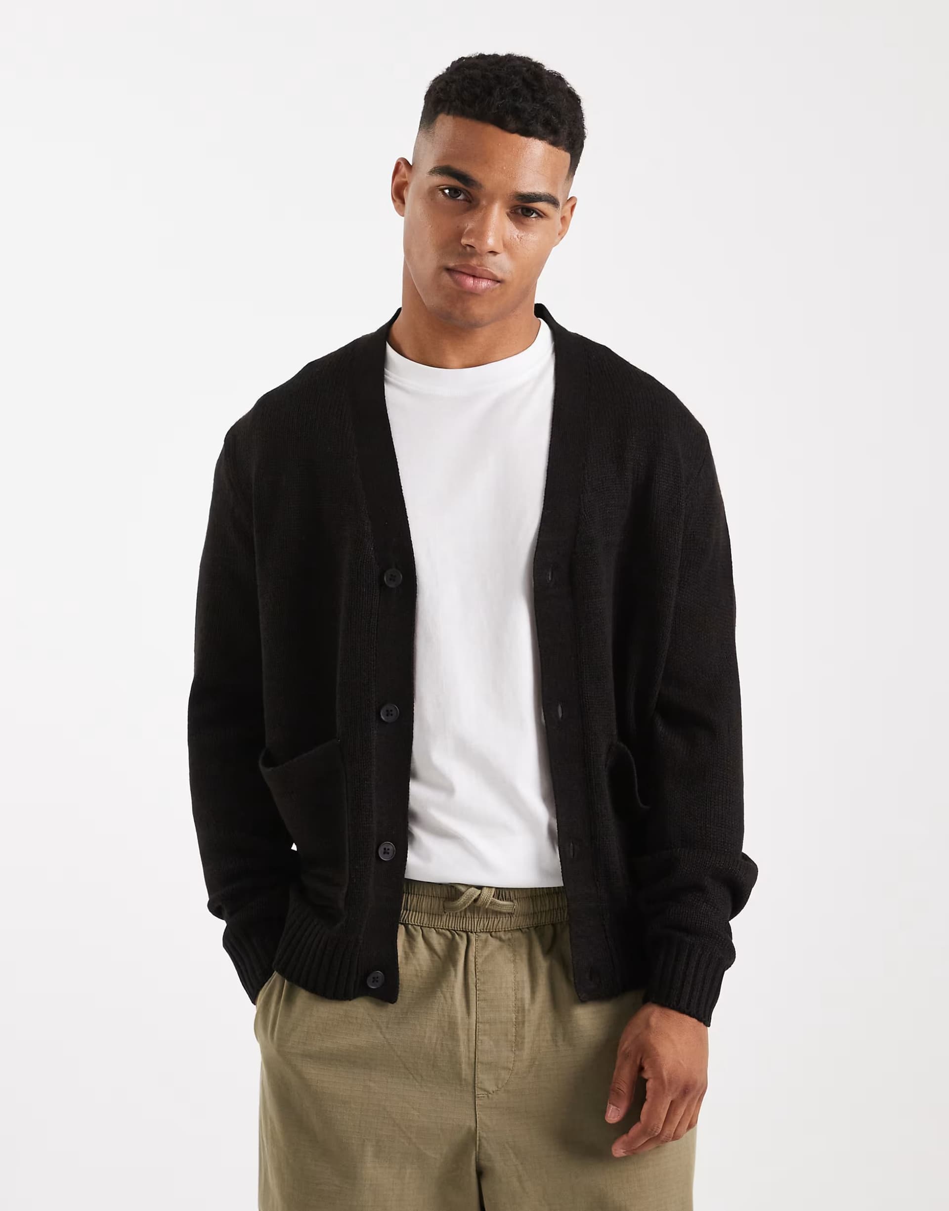 ASOS ONLY & SONS relaxed cardigan in black