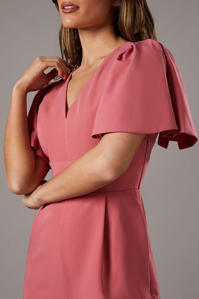 Coast Coast Women's Flutter Sleeve Plunge Jumpsuit in Rose - 3