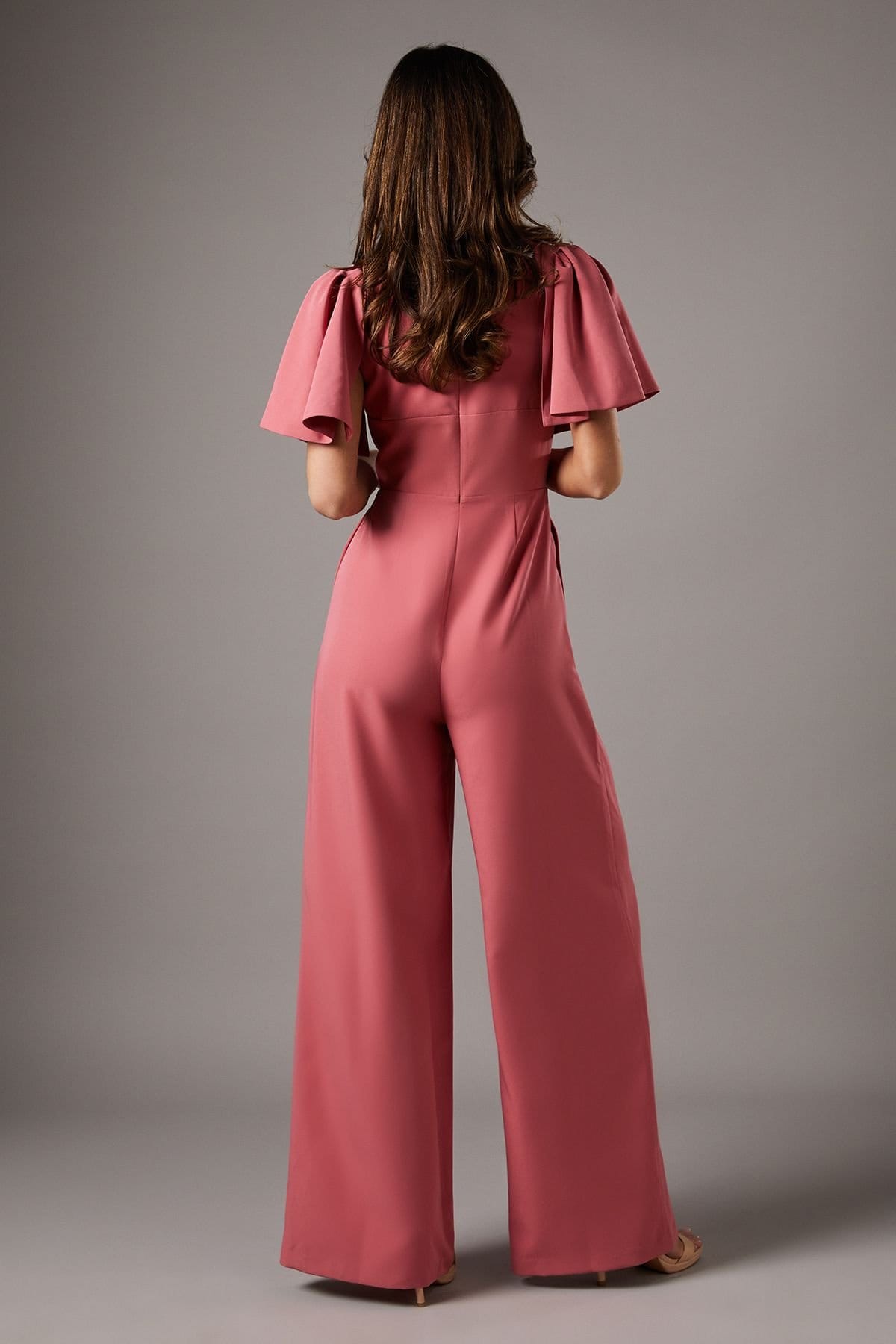 Coast Coast Women's Flutter Sleeve Plunge Jumpsuit in Rose - 4