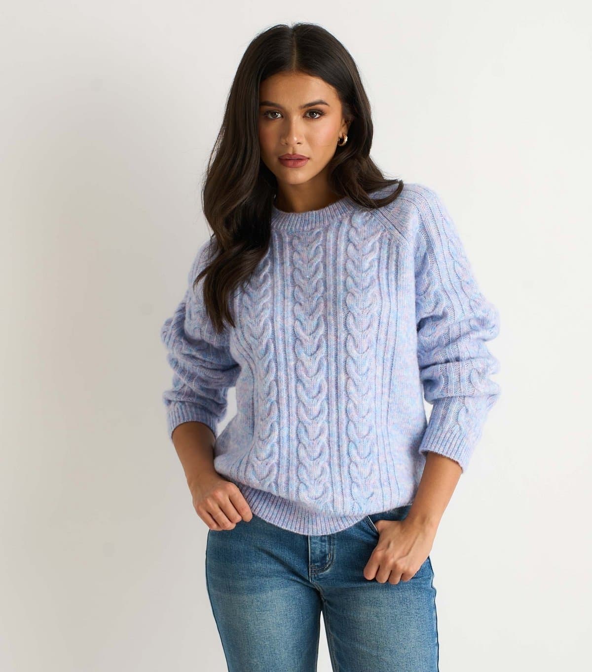Gini London Women's Blue Cable Flex Jumper Gini London New Look