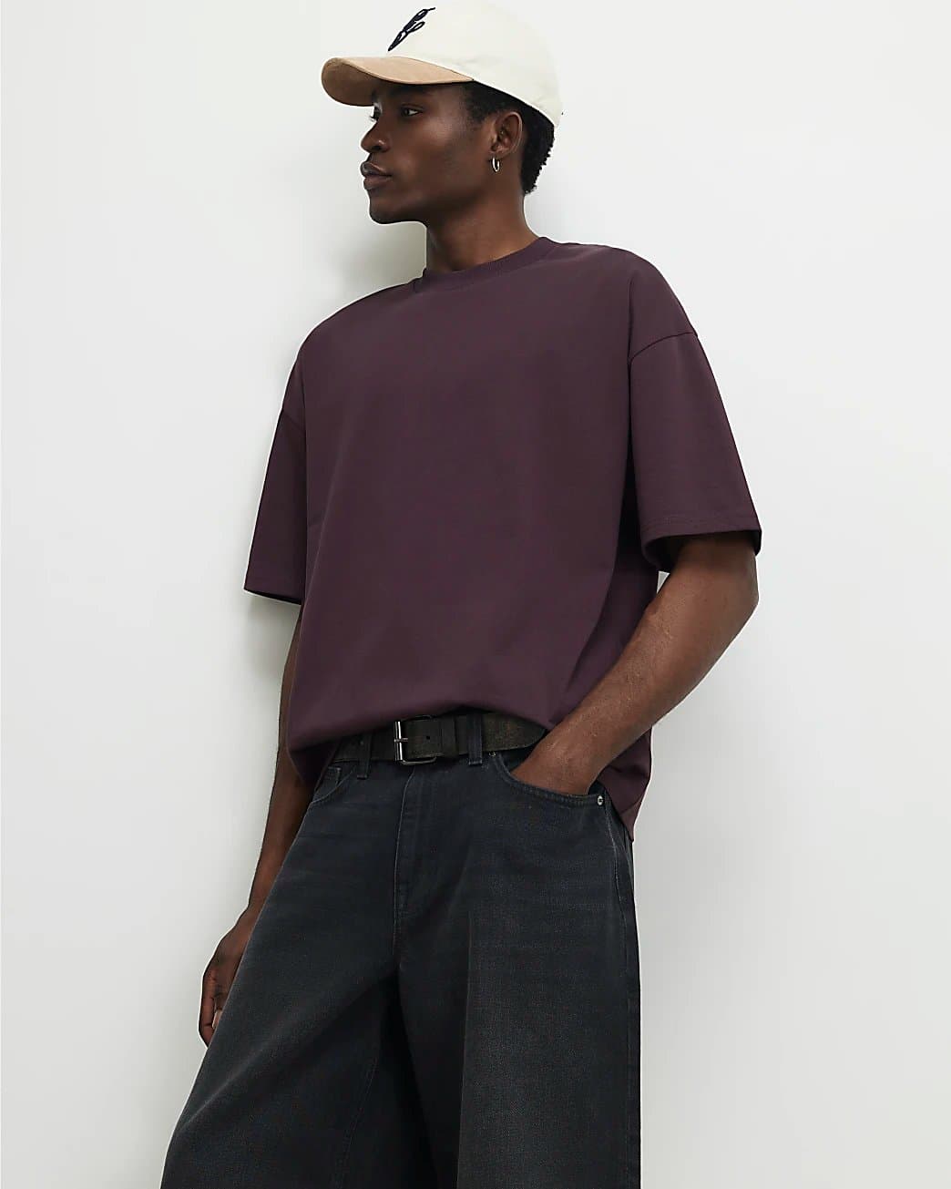 River Island Mens River Island Red Oversized Fit Cotton Essential T-Shirt