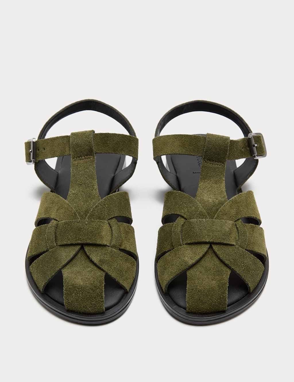 Marks & Spencer M&S Olive Suede Ankle Strap Flat Fisherman Sandals