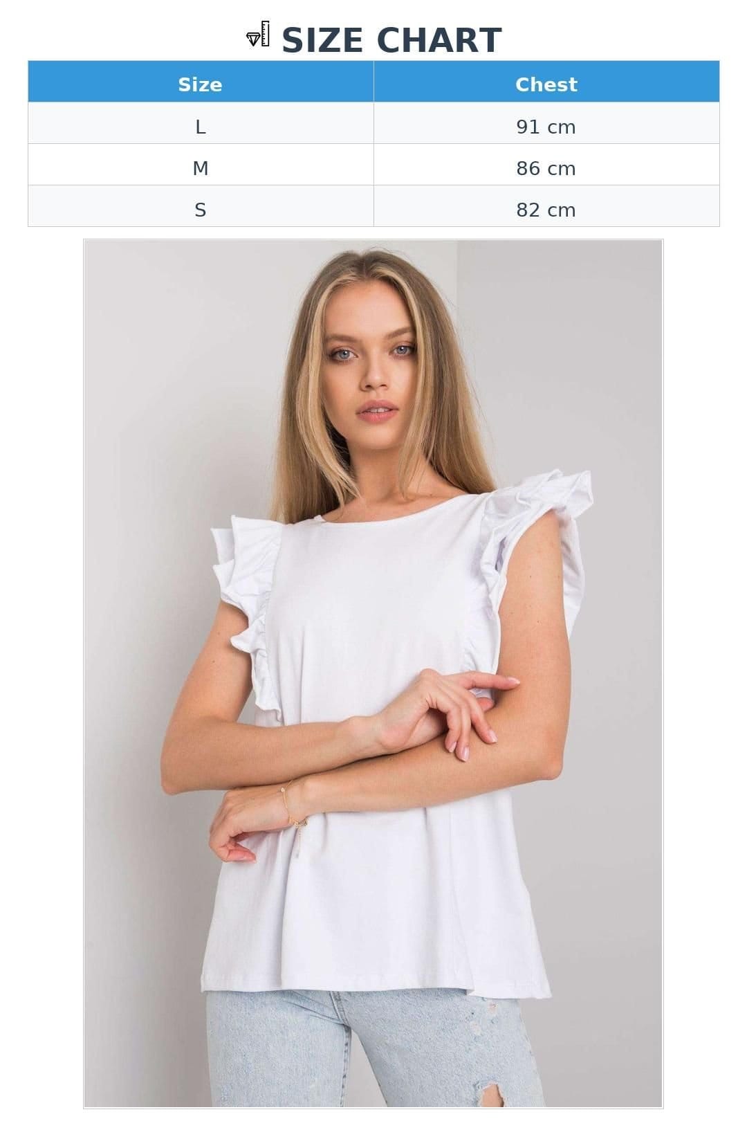 Love Lace Love Lace Women's Short Sleeve Frill Blouse with Back Cutout Trim in White - 4