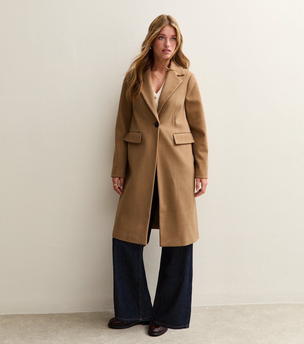 New Look Women's Camel Single Button Lined Coat New Look - 3