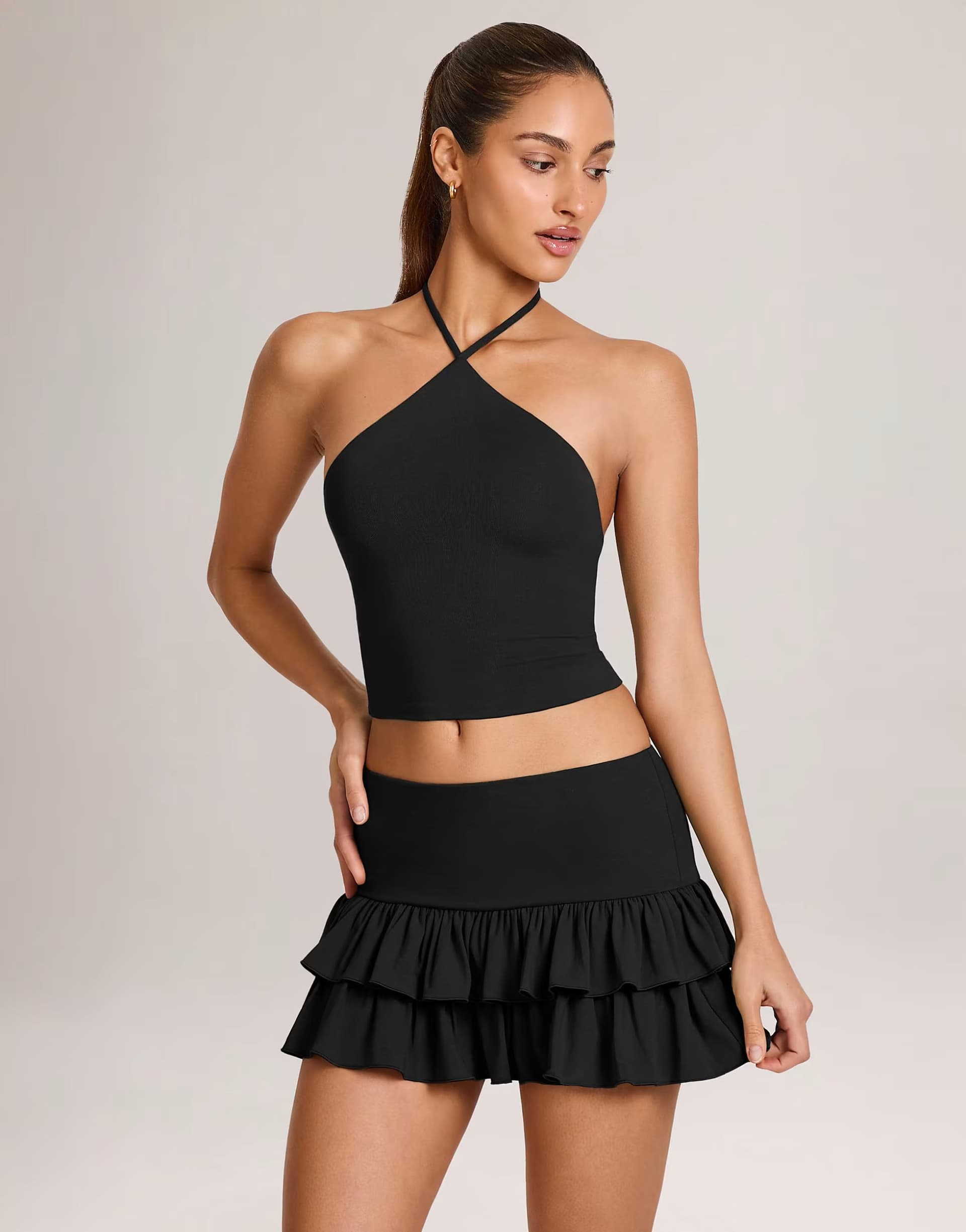 ASOS Oh Polly jersey ruffle mini skirt in black