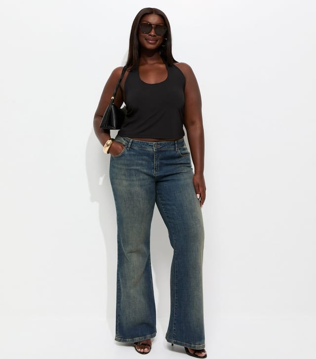 New Look Women's Plus Size Black Jersey Halter Neck Vest Top Curves New Look - 3