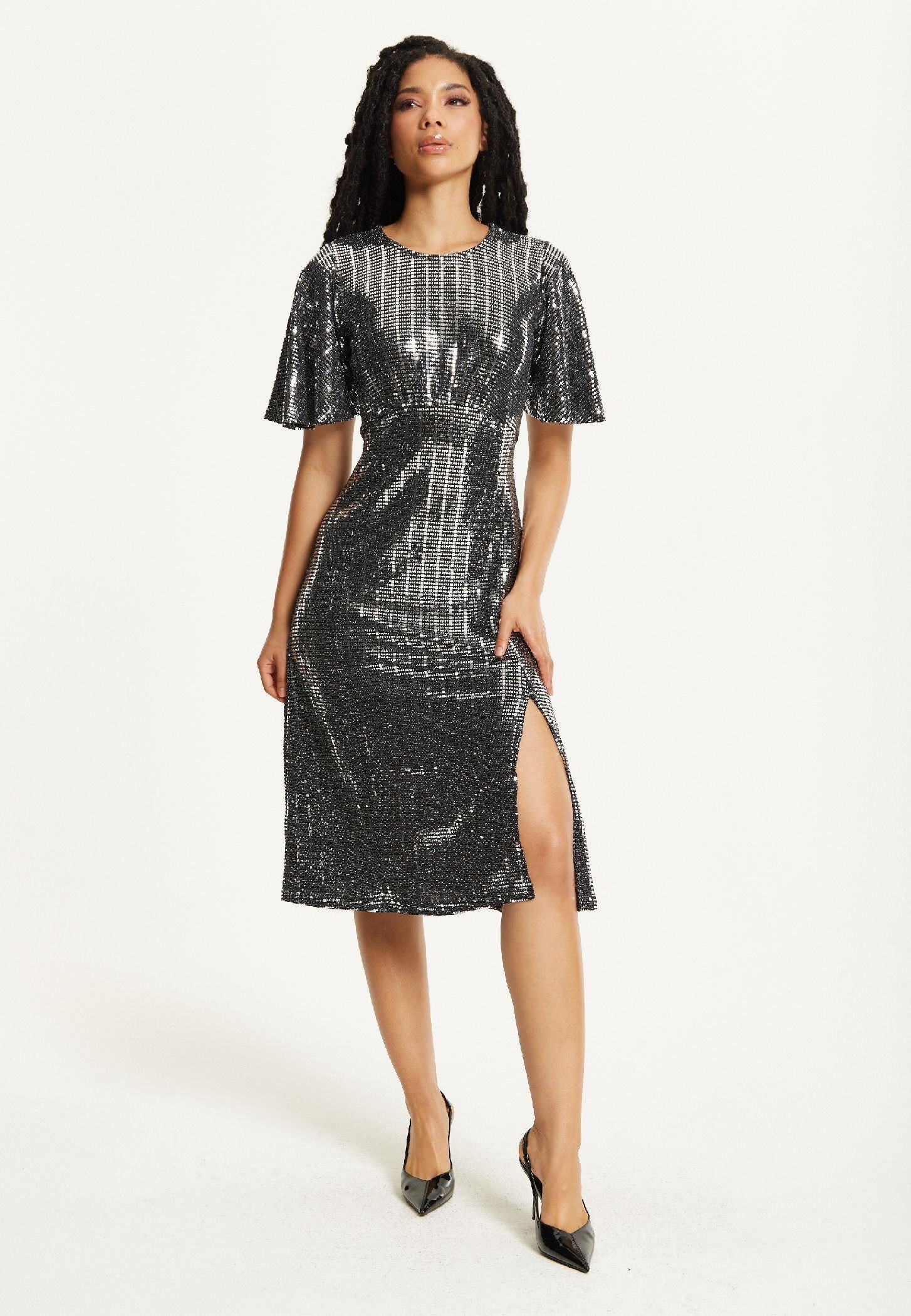 Liquorish Liquorish Women's Silver Sequin Midi Party Dress - 2