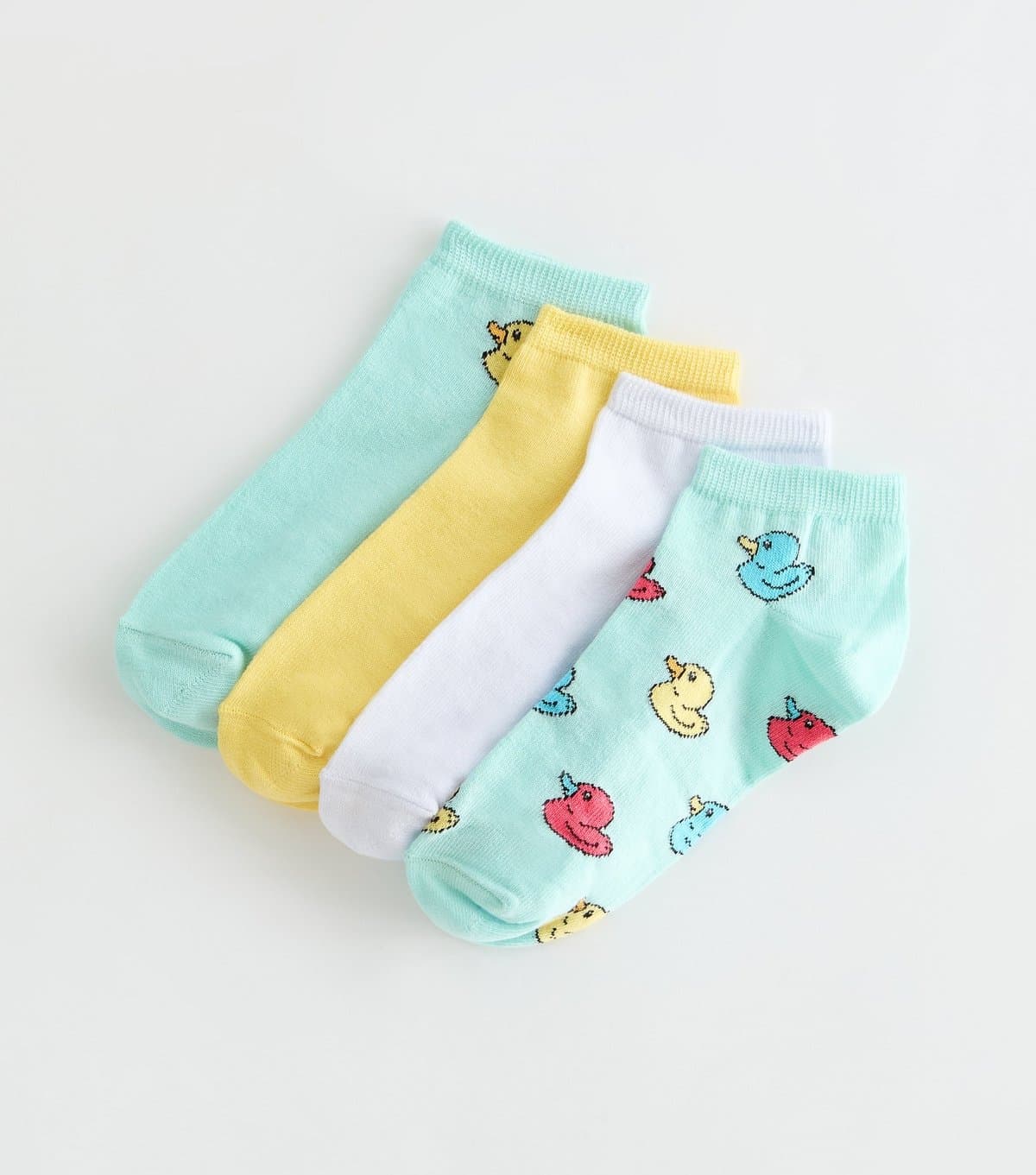 New Look Pack of 4 Multicolour Duck Pattern Trainer Socks New Look