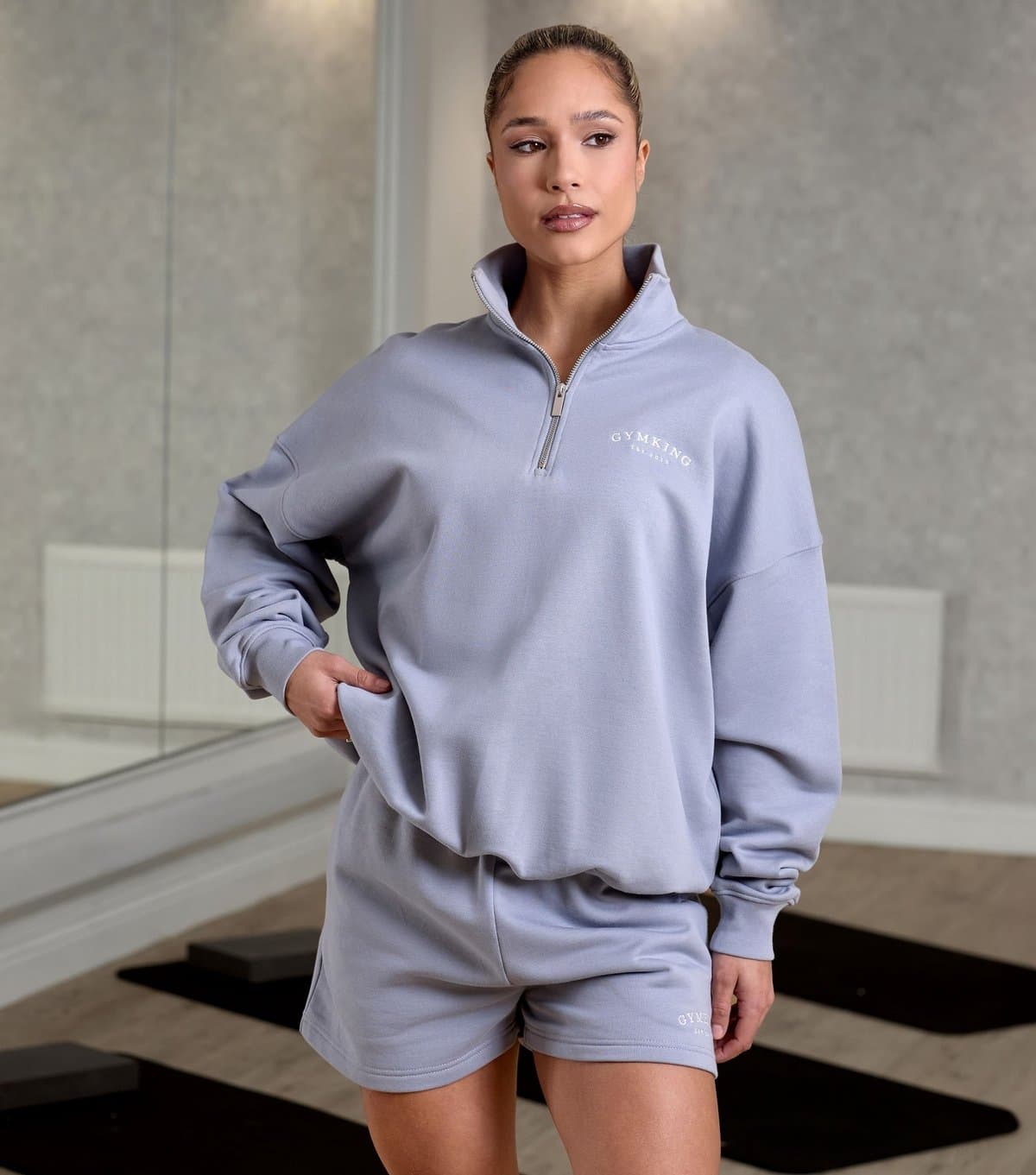 Gym King Women's Blue Compose Quater Zip Sweatshirt Gym King New Look