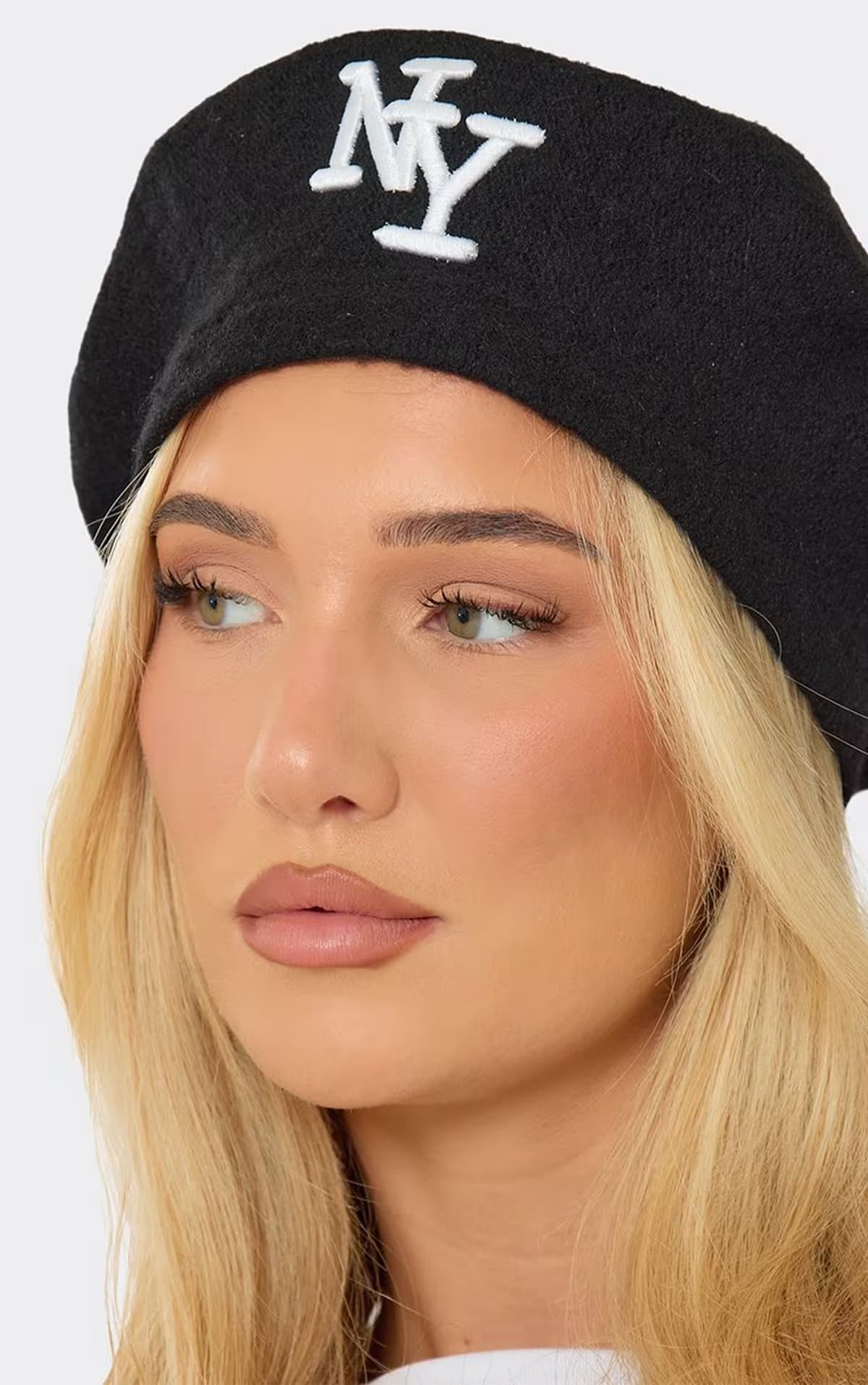 EGO Logo Detail Beret Hat In Black, Women's Size UK 0