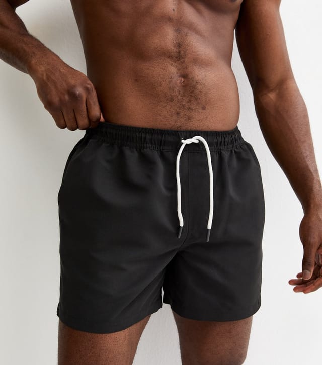 New Look Men's Black Regular Drawstring Swim Shorts New Look - 2