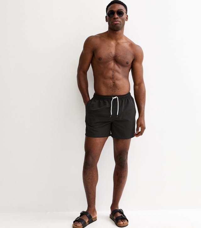 New Look Men's Black Regular Drawstring Swim Shorts New Look - 3