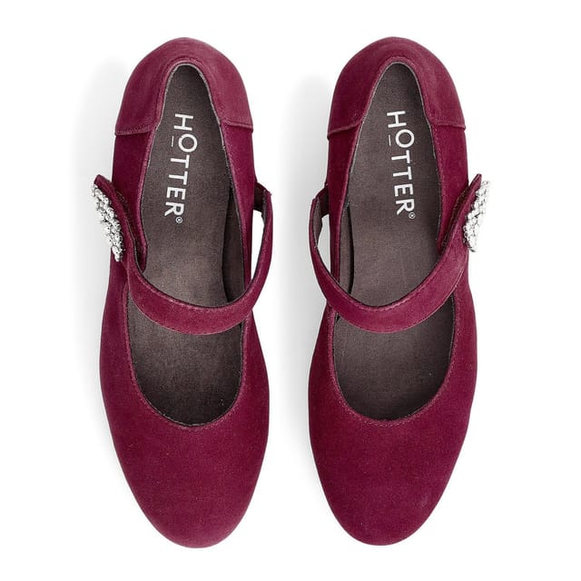 Hotter Hotter Women's Wide Fit 'Duet' Classic Heeled Shoes in Maroon - 3