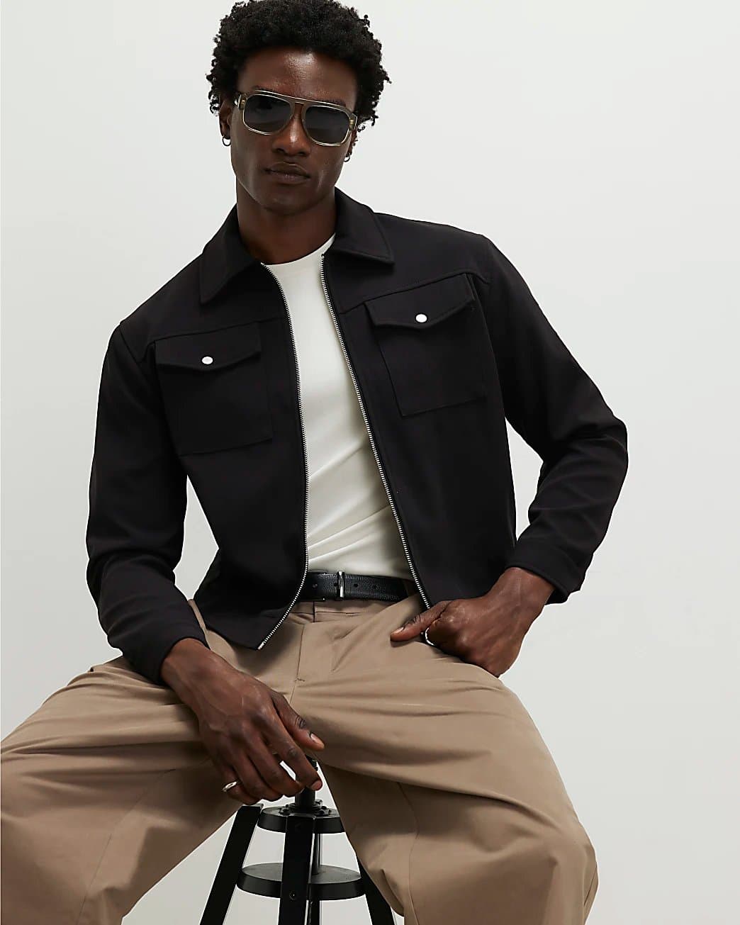 River Island Mens River Island Black Textured Western Jacket