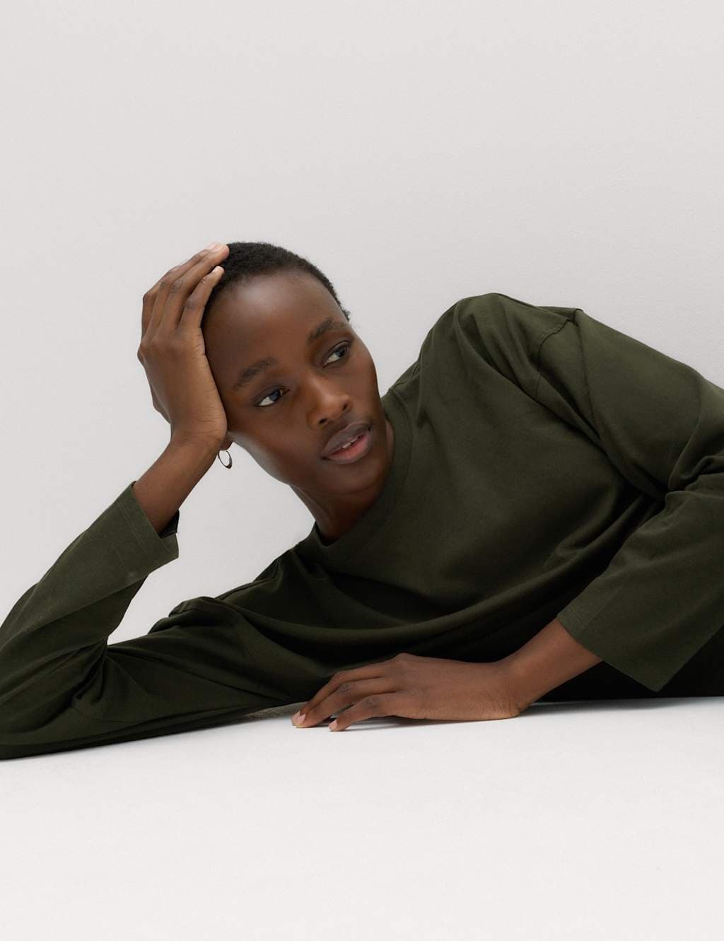 Marks & Spencer M&S Pure Cotton Top Dark Khaki