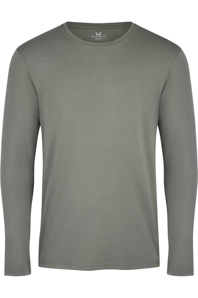 Haigman Haigman Men's Men's 2 Pack Bamboo Cotton Soft Stretch Long Sleeve T-Shirts in Green - 2