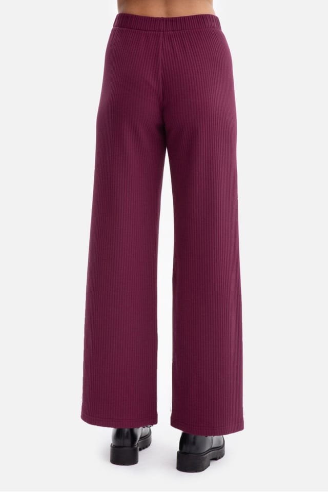 Love Lace Love Lace Women's Ribbed knit elastic waist straight leg trousers in Violet - 3