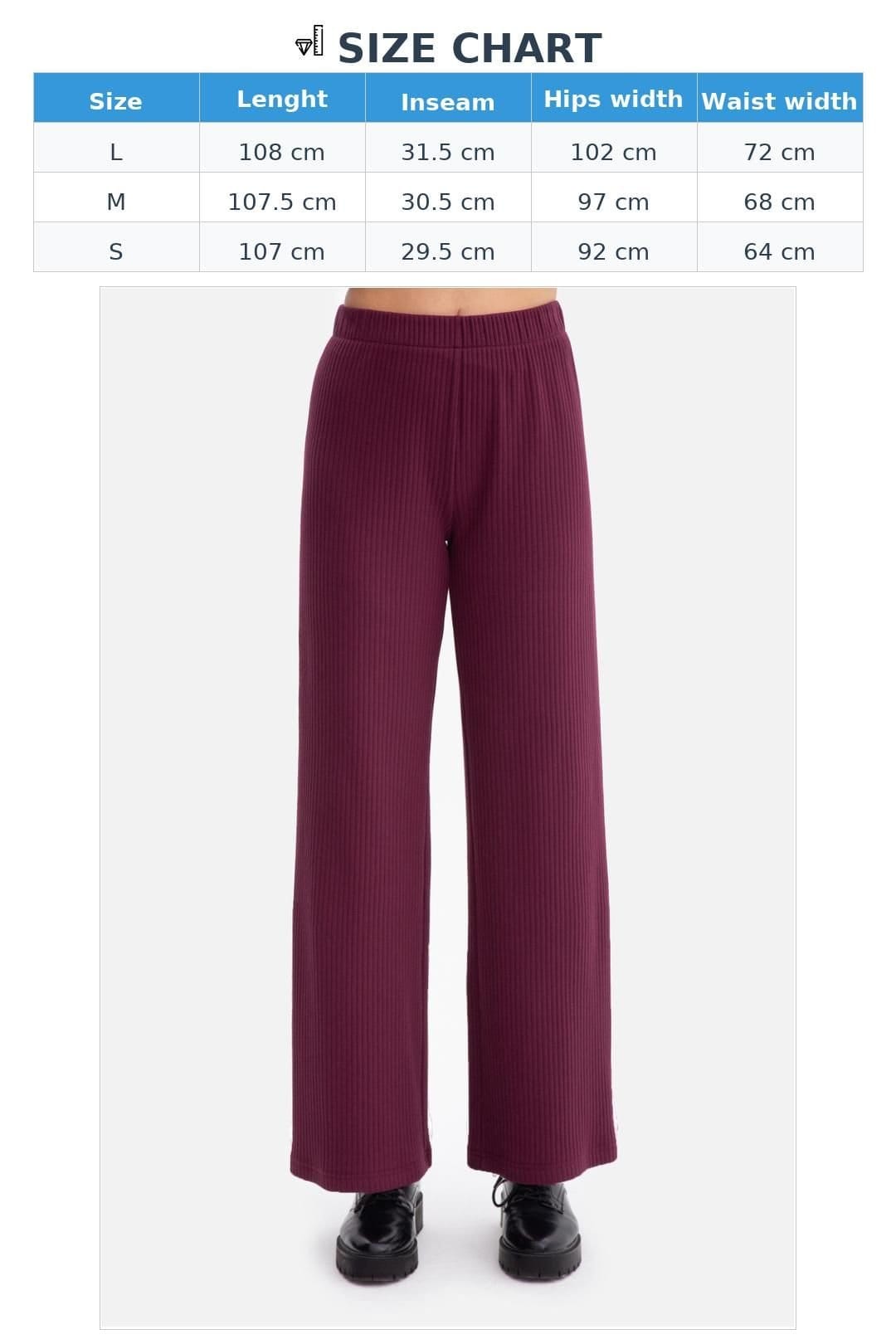 Love Lace Love Lace Women's Ribbed knit elastic waist straight leg trousers in Violet - 4