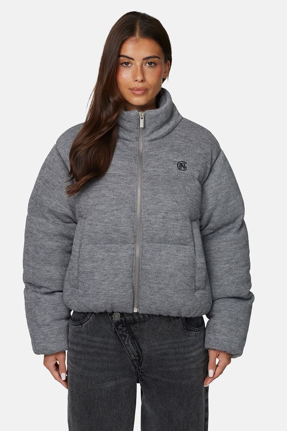 Good For Nothing Good For Nothing Women's Knitted Padded Jacket in Grey - 1