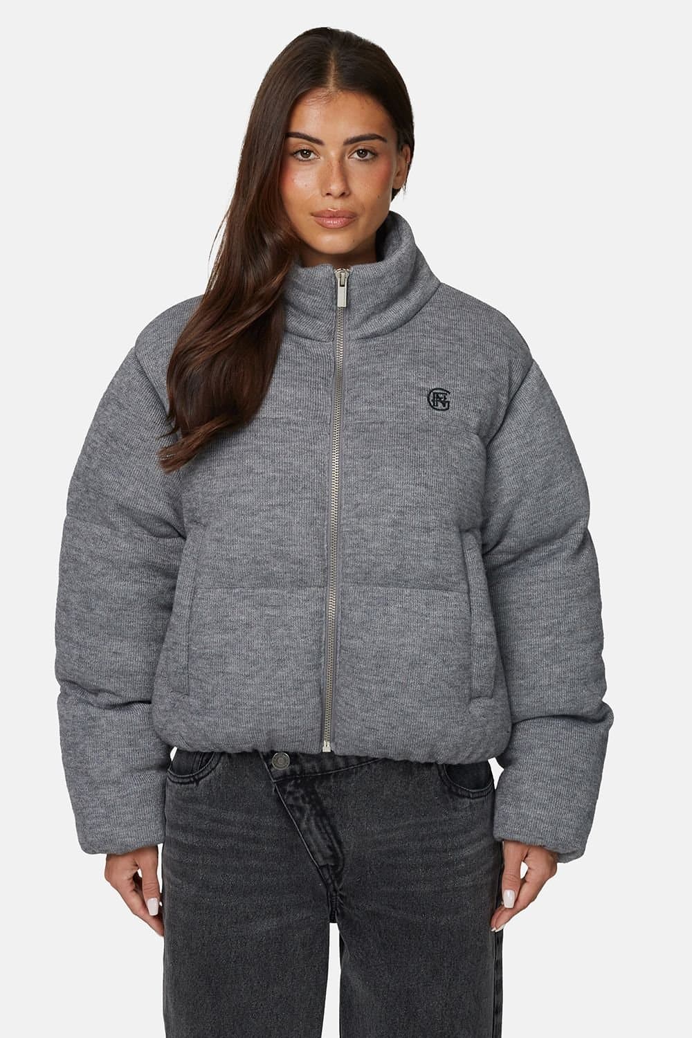 Good For Nothing Good For Nothing Women's Knitted Padded Jacket in Grey