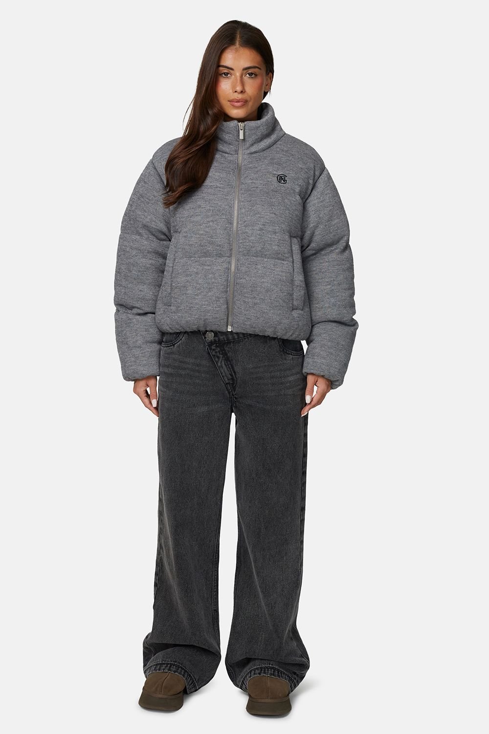 Good For Nothing Good For Nothing Women's Knitted Padded Jacket in Grey - 3