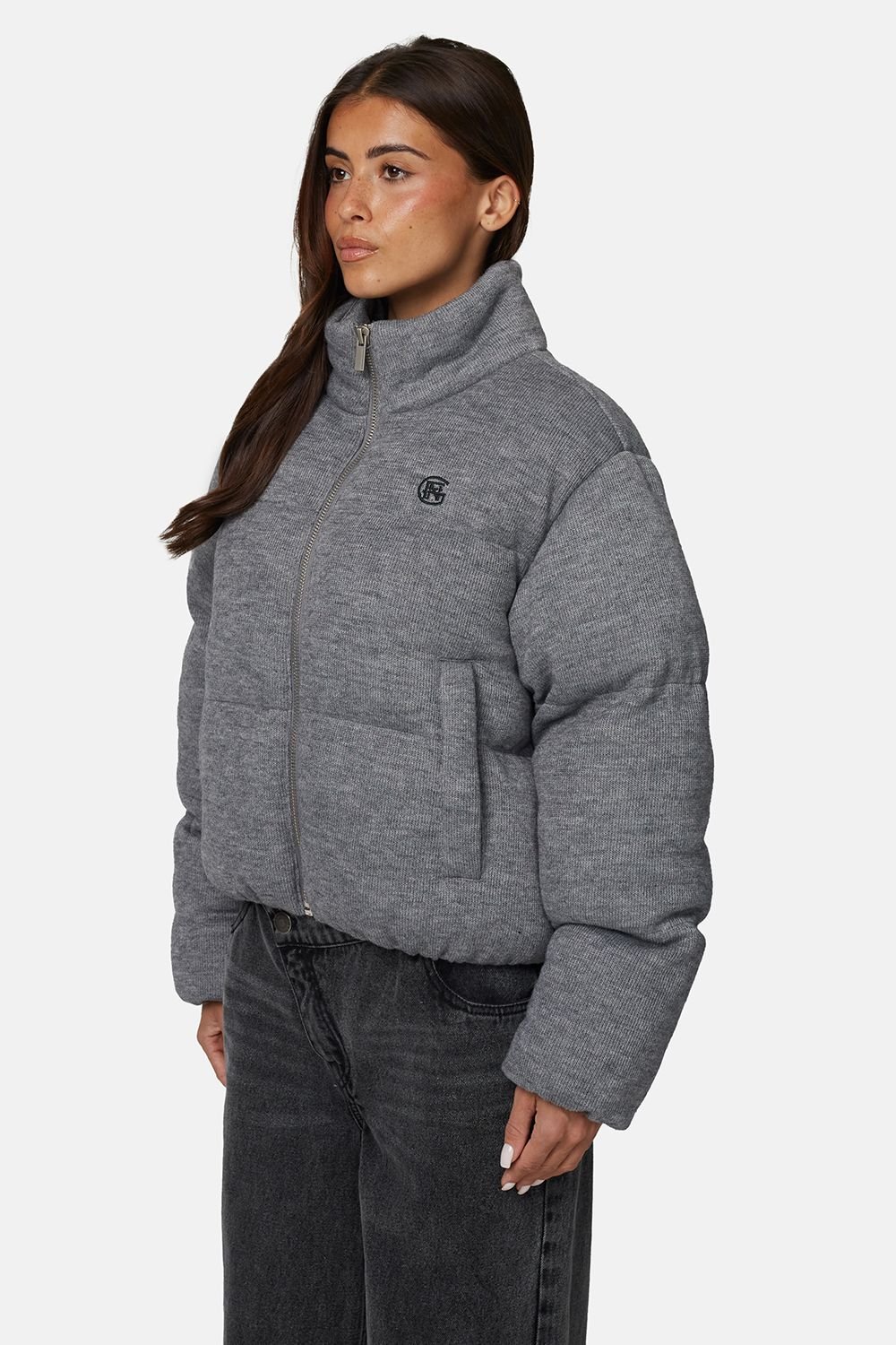 Good For Nothing Good For Nothing Women's Knitted Padded Jacket in Grey - 4