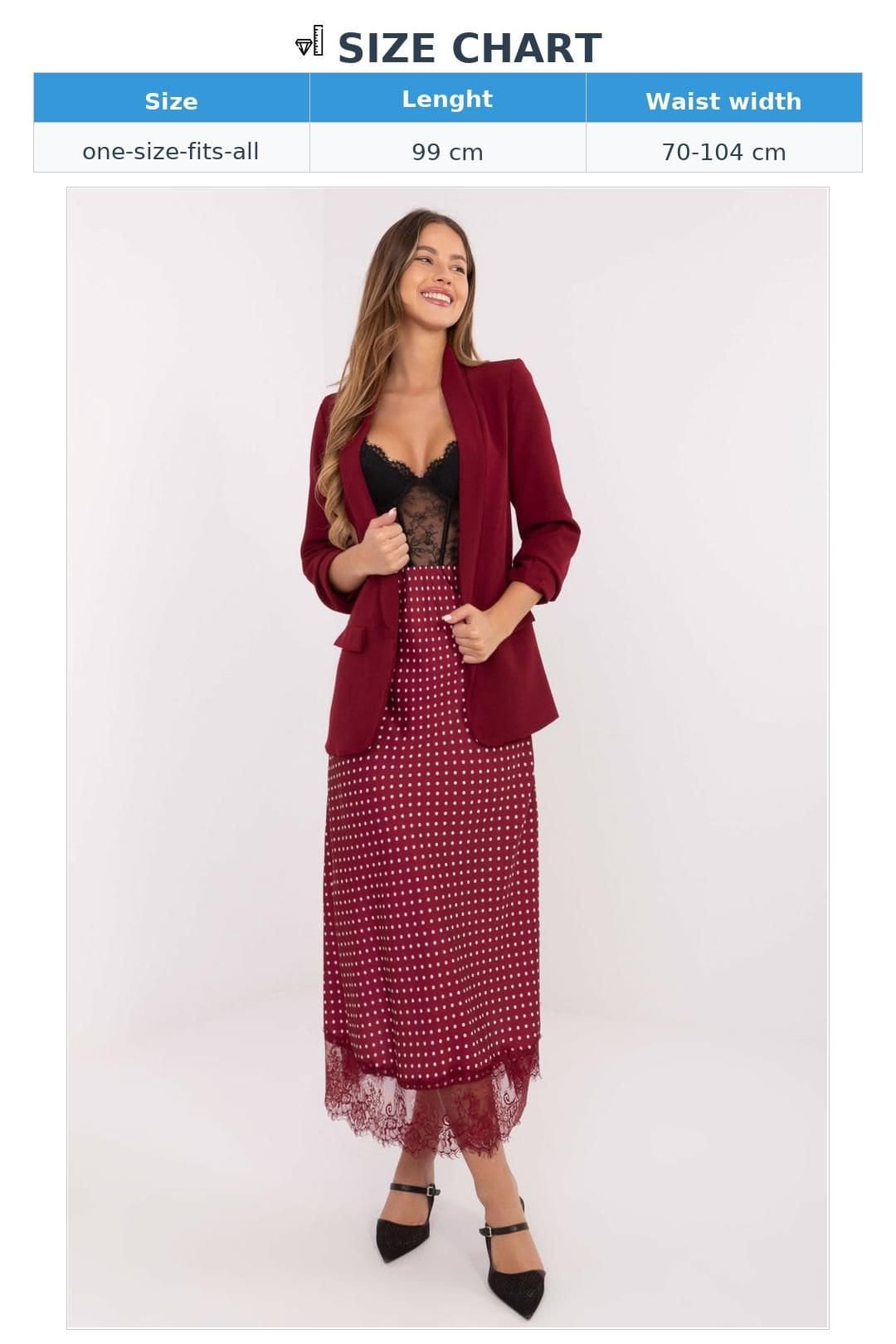 Love Lace Love Lace Women's Polka Dot Midi Lace Hem Skirt with Elastic in Red - 4