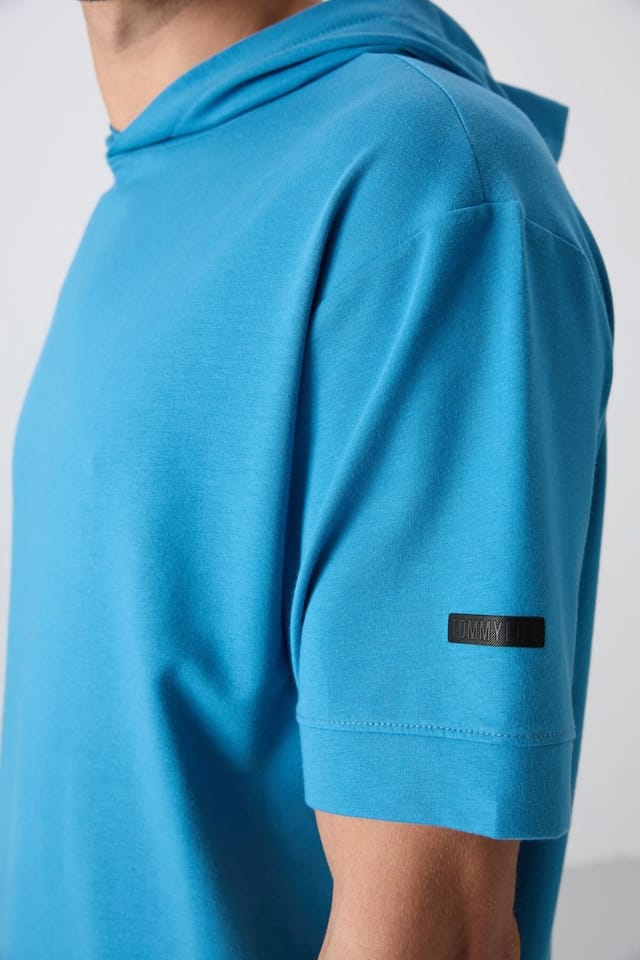 Tommy Life Tommy Life Men's Oversized Hooded Short-Sleeve T-Shirt in Blue - 3