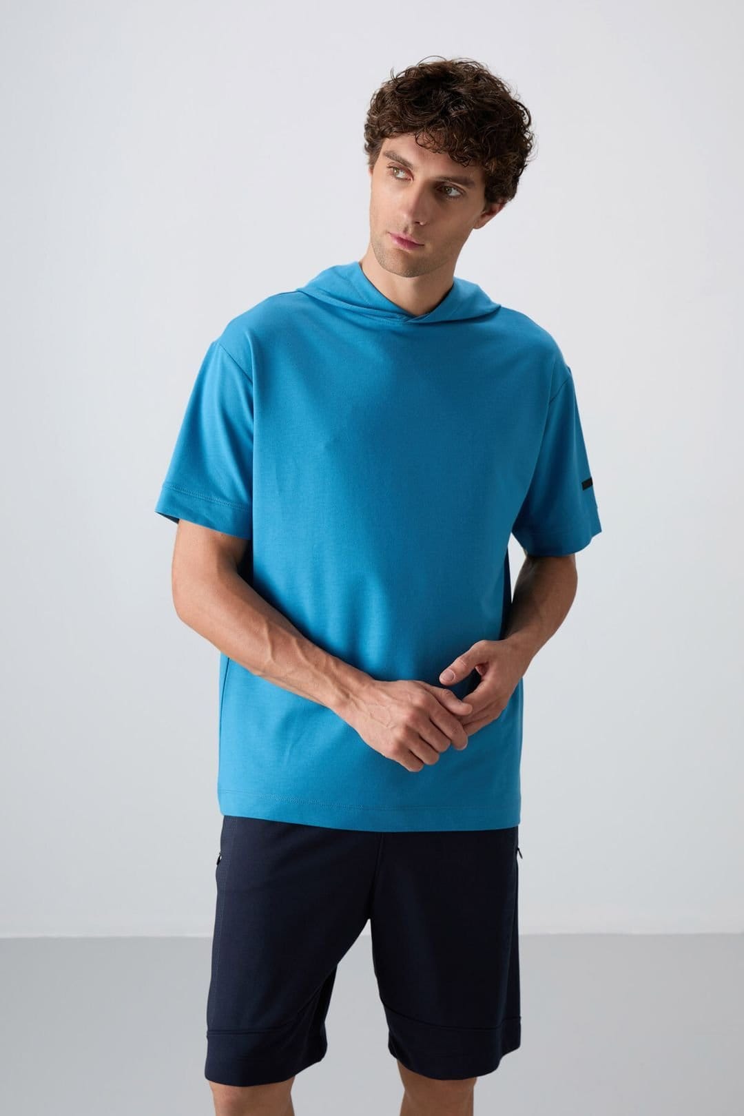 Tommy Life Tommy Life Men's Oversized Hooded Short-Sleeve T-Shirt in Blue - 4