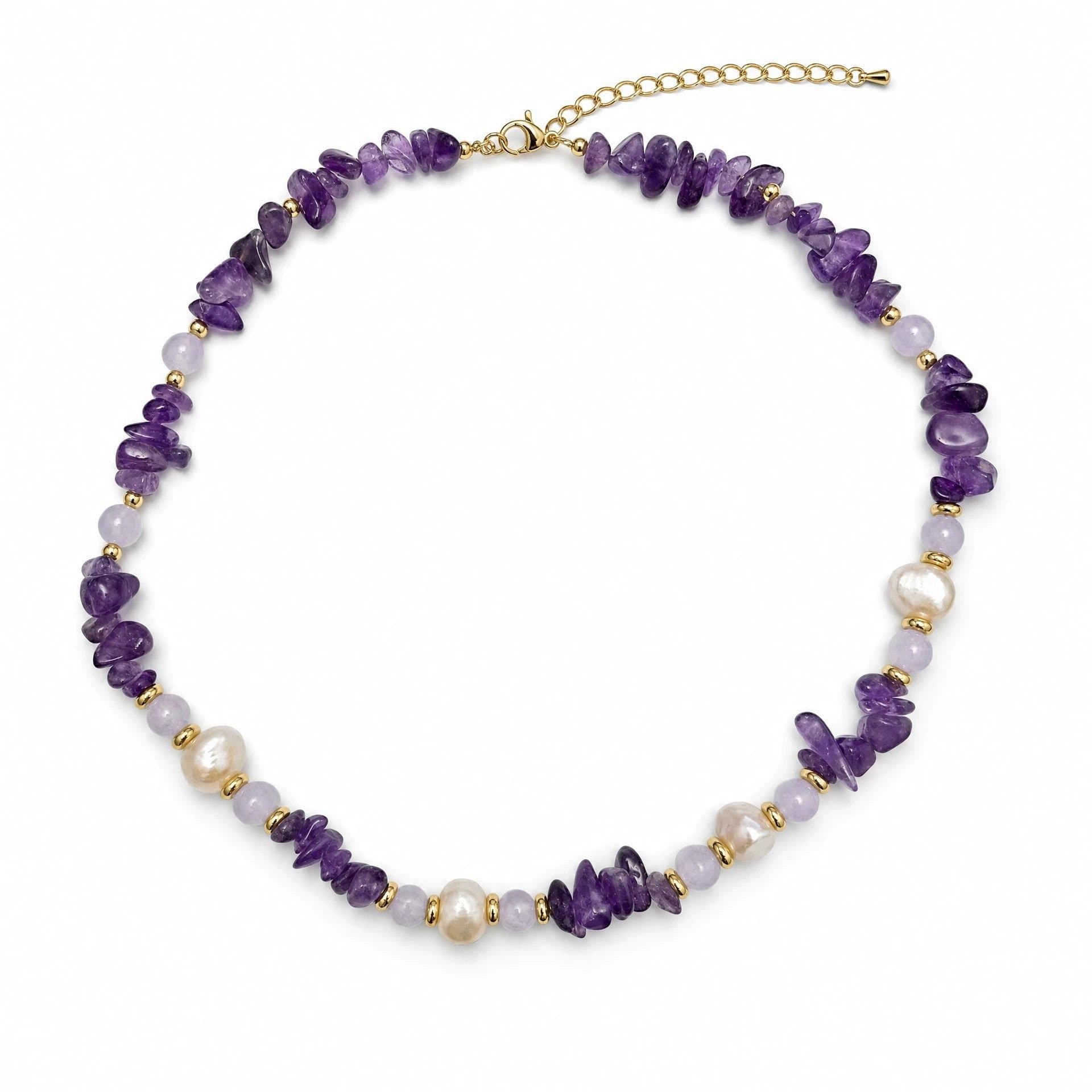 Angel Barocco Angel Barocco Women's Amethyst Chip, Lavender Bead & Baroque Pearl Necklace - Purple