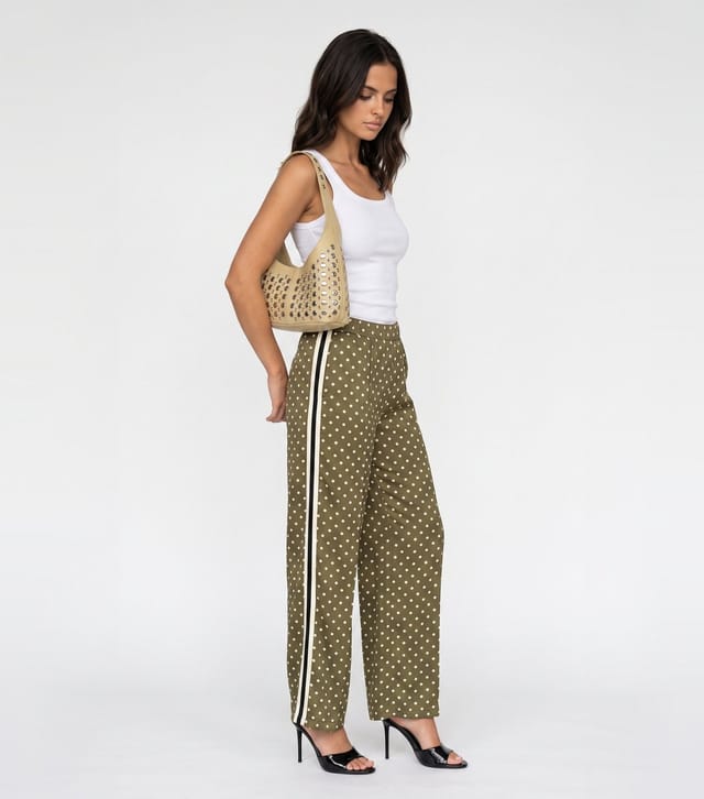 Urban Bliss Women's Light Green Polka Dot Side Stripe Wide Leg Trousers Urban Bliss New Look - 2