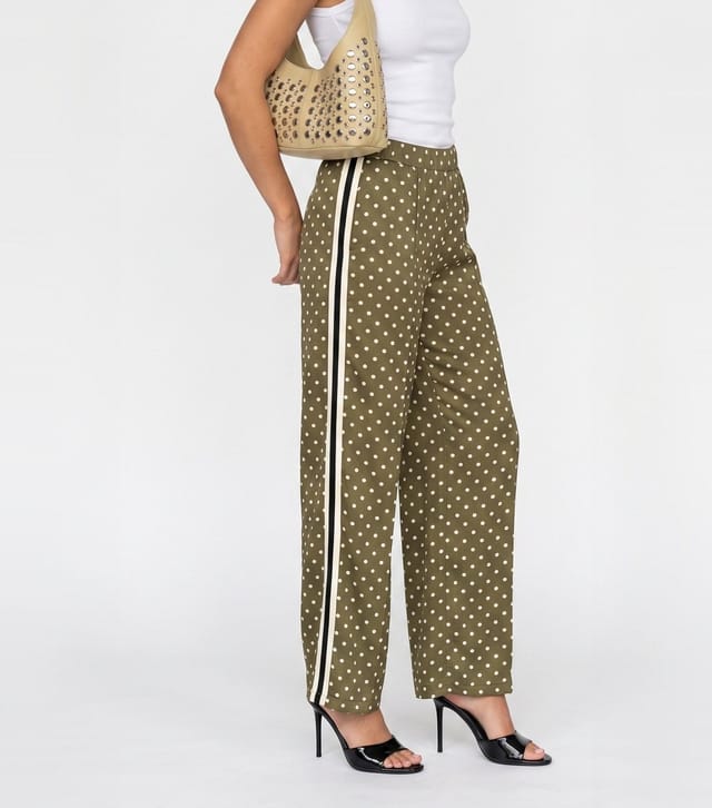 Urban Bliss Women's Light Green Polka Dot Side Stripe Wide Leg Trousers Urban Bliss New Look - 3