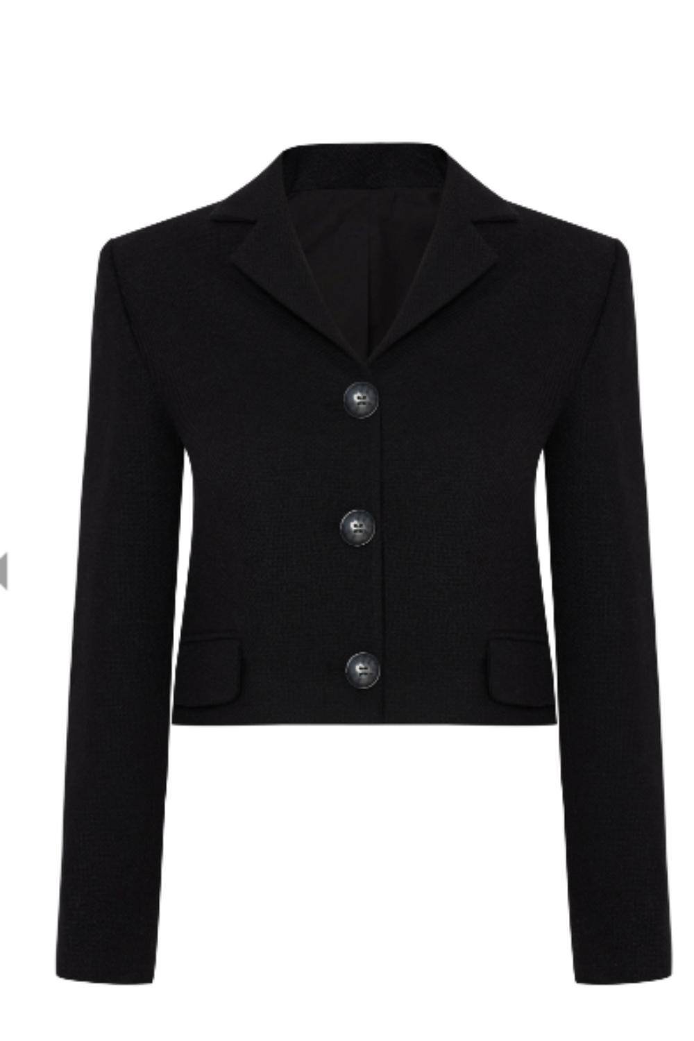 Labeca Labeca Women's Tara Wool Crop Jacket in Black - 3