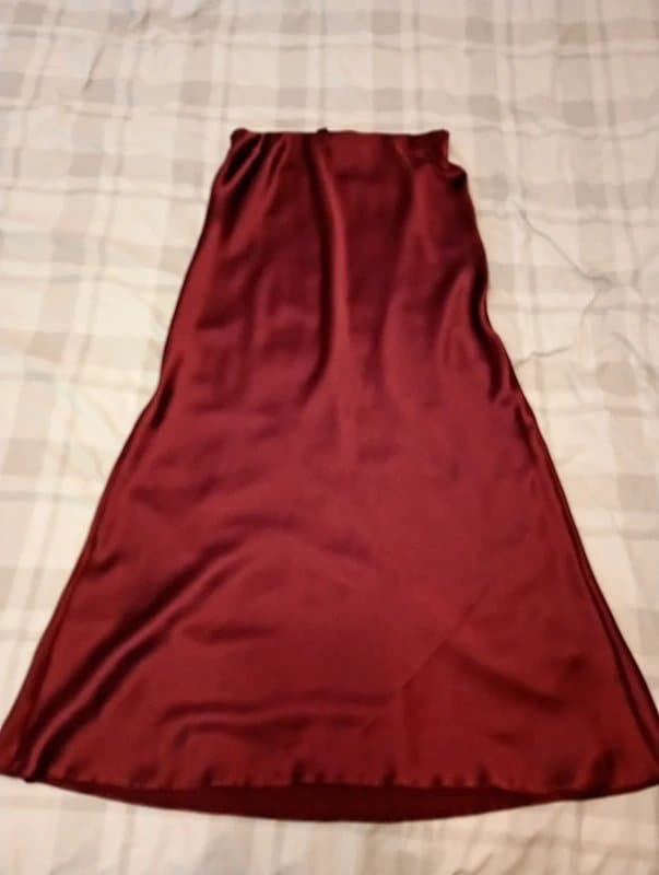New Look New look silk maroon midi skirt size 8