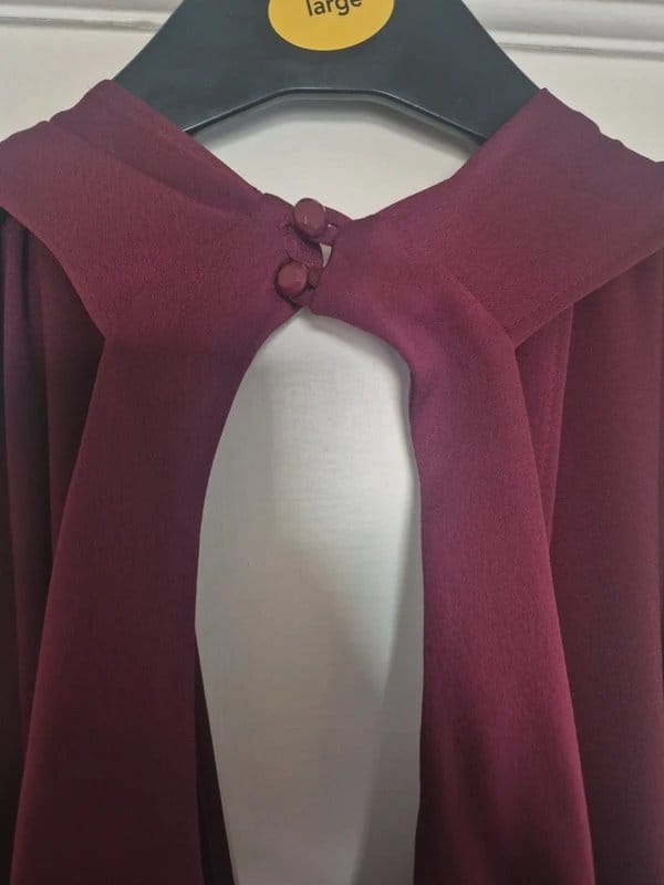 ASOS Burgundy Satin Halterneck Pleated Dress Size 6