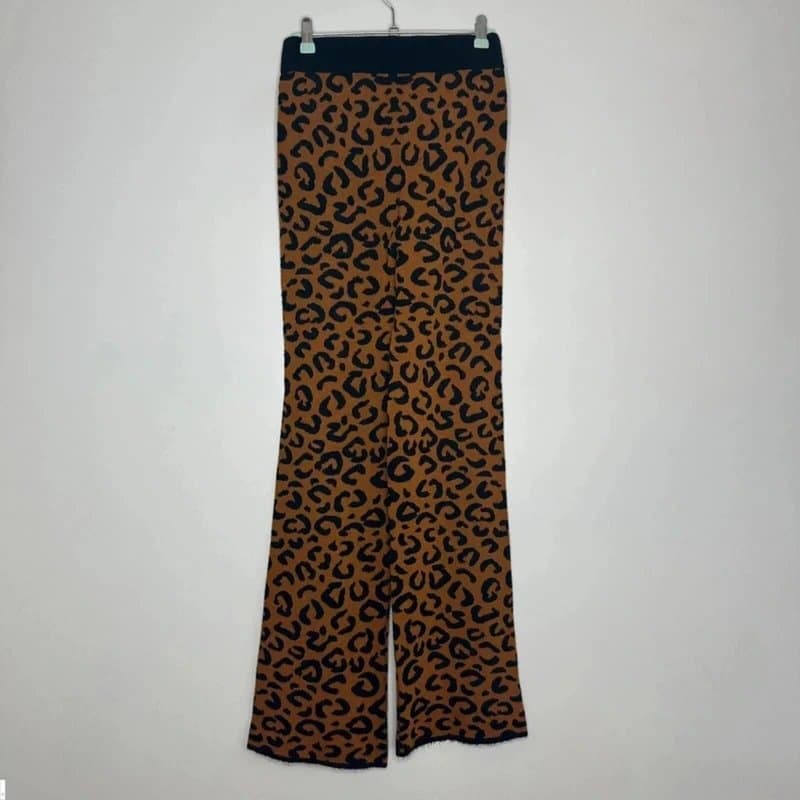 ASOS ASOS design knitted trousers size 6 leopard print tan brown black straight stretch