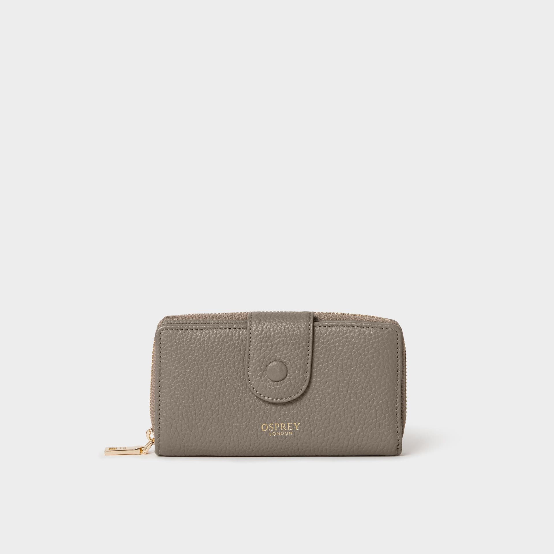 OSPREY LONDON OSPREY LONDON Women's The Core Medium Leather Popper Matinee Purse in Light Grey