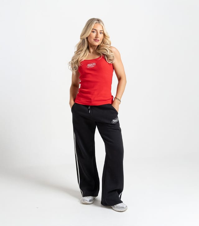 Peach Fit Women's Bright Red Ribbed Logo Laelia Tank Top Peach Fit New Look - 2