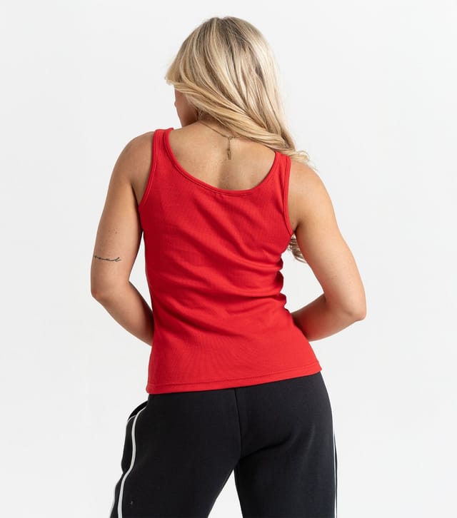 Peach Fit Women's Bright Red Ribbed Logo Laelia Tank Top Peach Fit New Look - 3