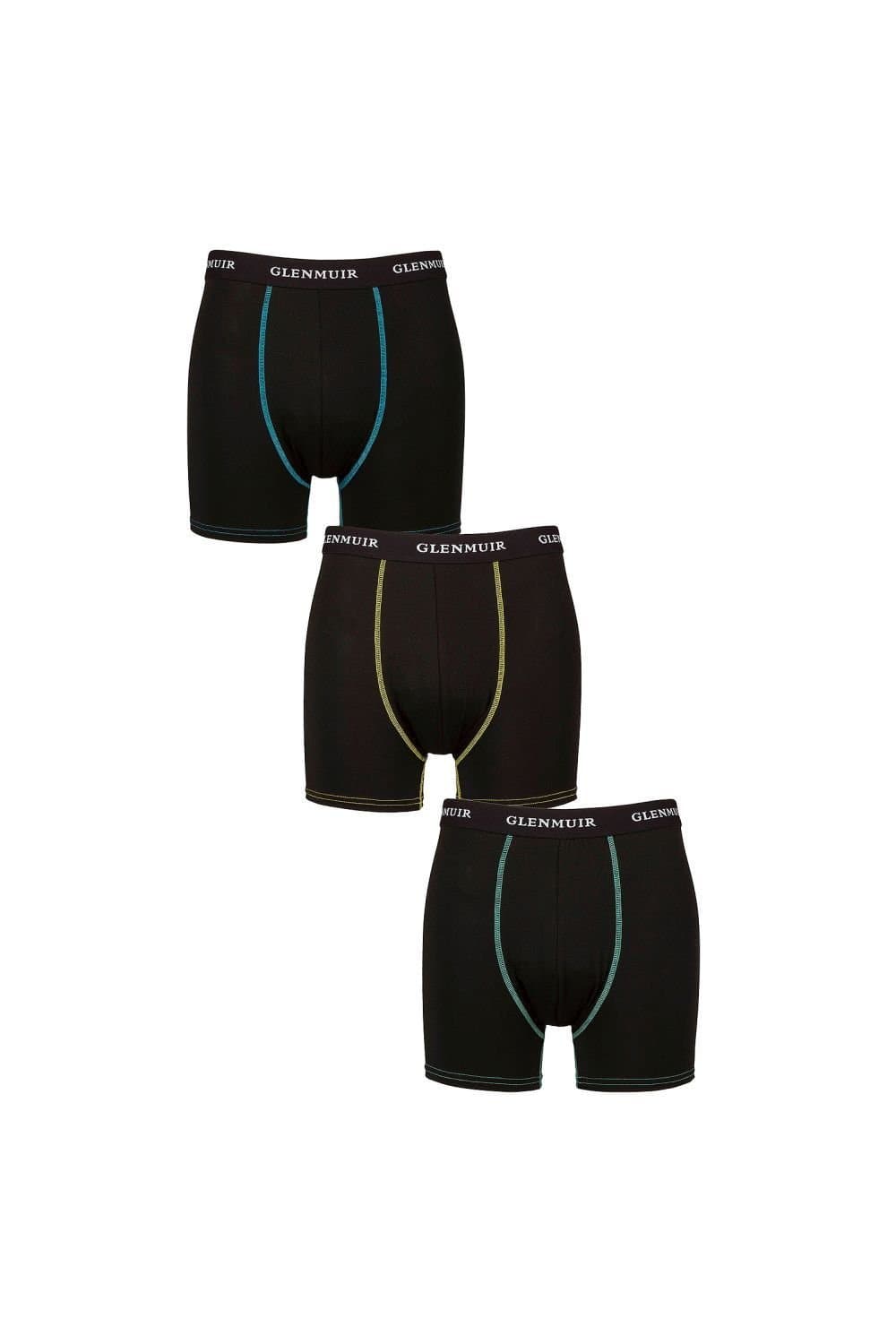 Glenmuir Glenmuir Men's 3 Pack Performance Trunks | Breathable Stretch Sports Fit Underwear in Black
