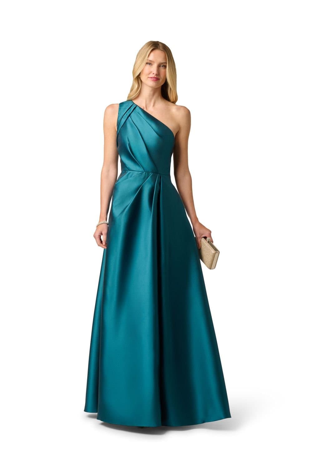 Adrianna Papell Adrianna Papell Women's Pleated Mikado Gown in Teal