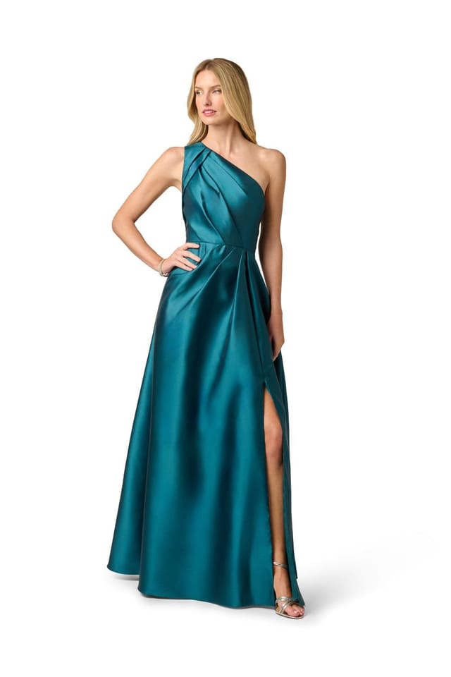Adrianna Papell Adrianna Papell Women's Pleated Mikado Gown in Teal - 2