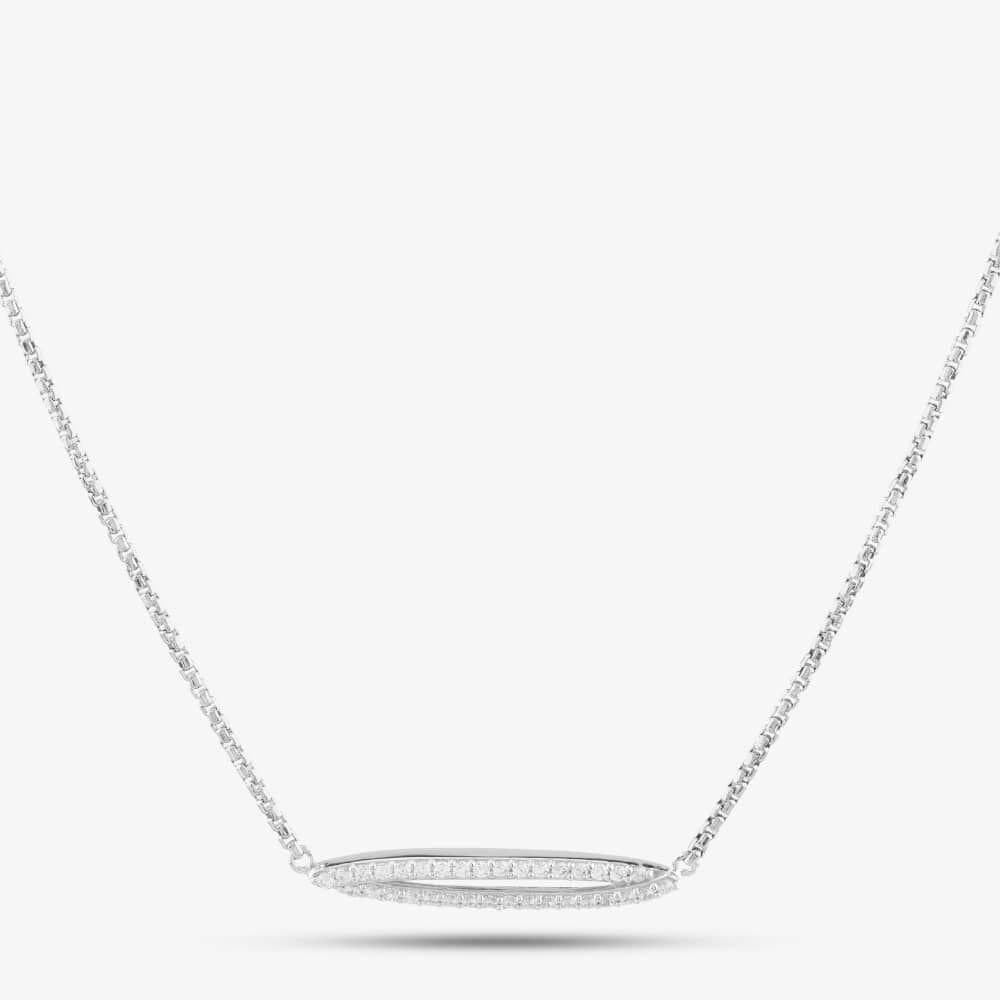 T.H.Baker T.H.Baker Women's Silver & Cubic Zirconia Open Oval Necklace 2THB020704
