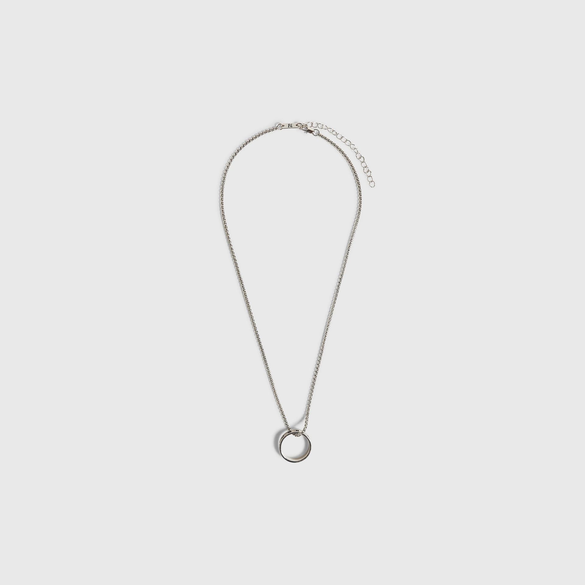 River Island Mens River Island Silver Roman Numerals Ring Necklace